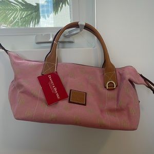 Dooney & Bourke pink canvas logo duffel small with leather handles new with tags